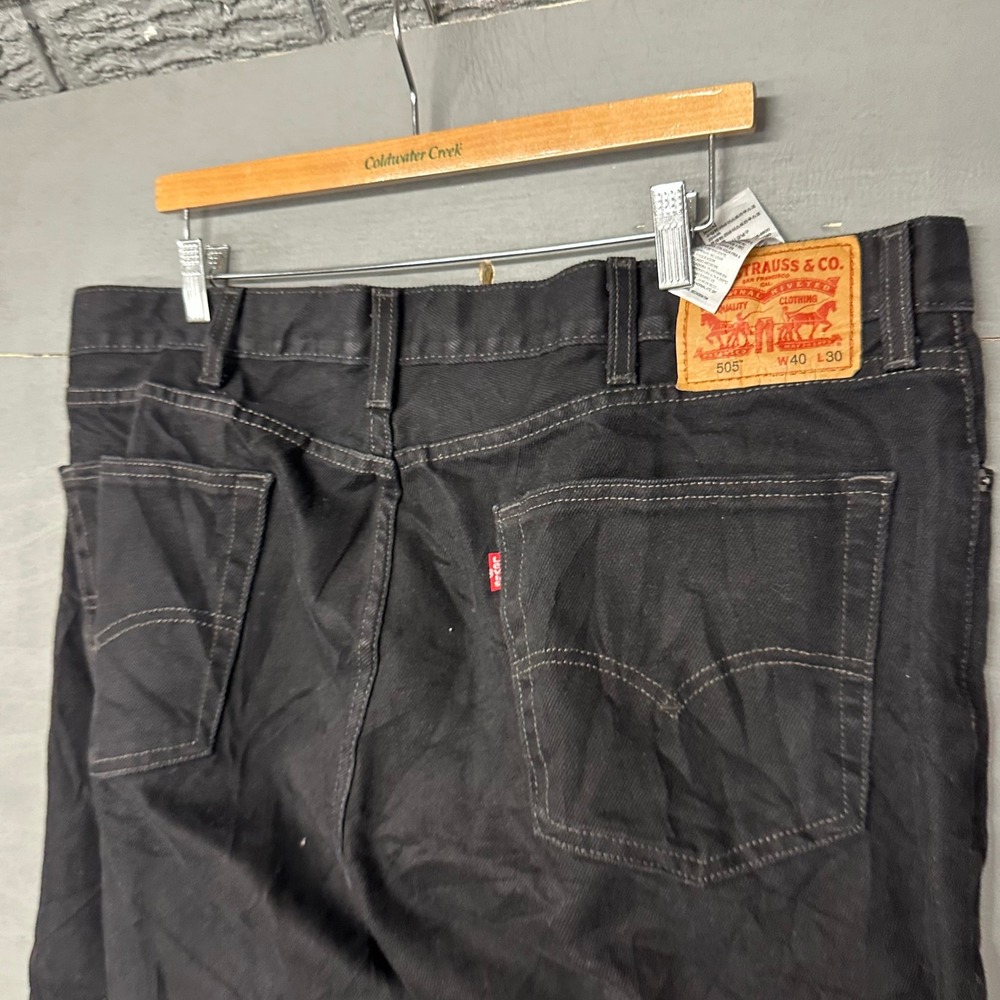 Levis 505‎ Regular Fit Black Denim Straight Leg Mens Jeans W40 L30 505-0260